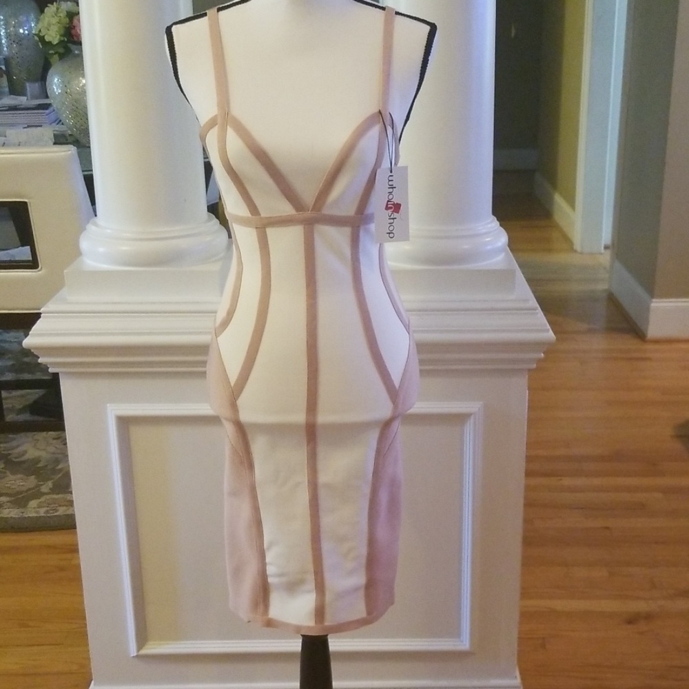 Nude and white bandage dress